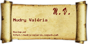 Mudry Valéria névjegykártya